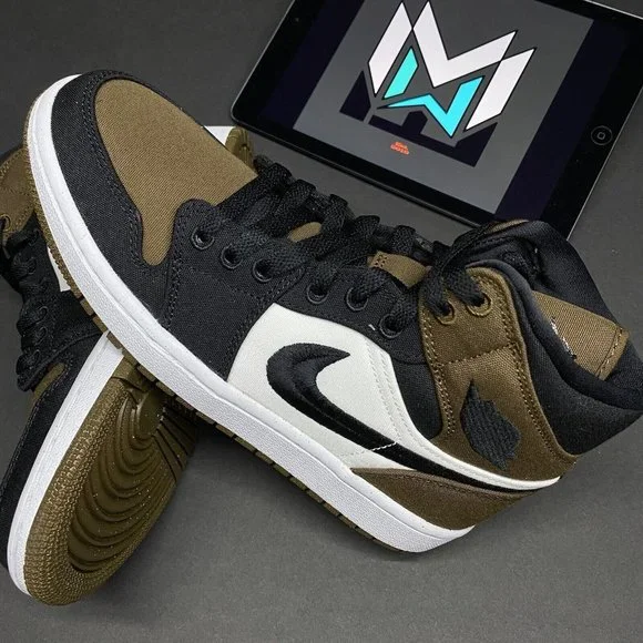 Nike Air Jordan Mid SE Olive Toe DV0427-301 Women's Mocha Black